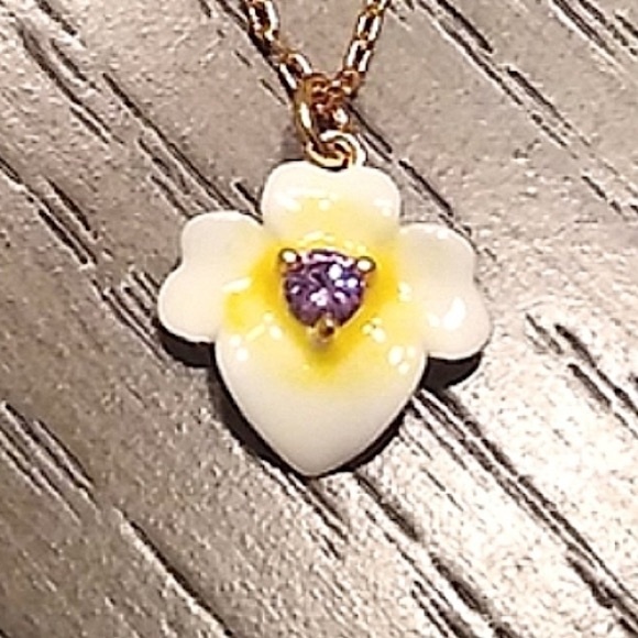NEW Kate Spade Precious Pansy Pendant Necklace - Picture 6 of 7